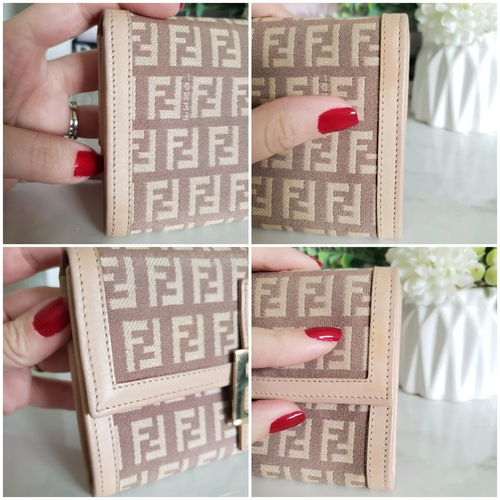 Authentic Pre-owned Vintage Fendi Zucchino FF Flap Wallet - Picture 11 of 15